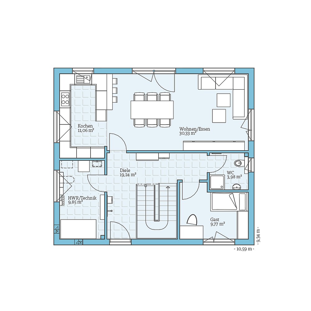 Fertighaus Variant 25-166: Grundriss EG