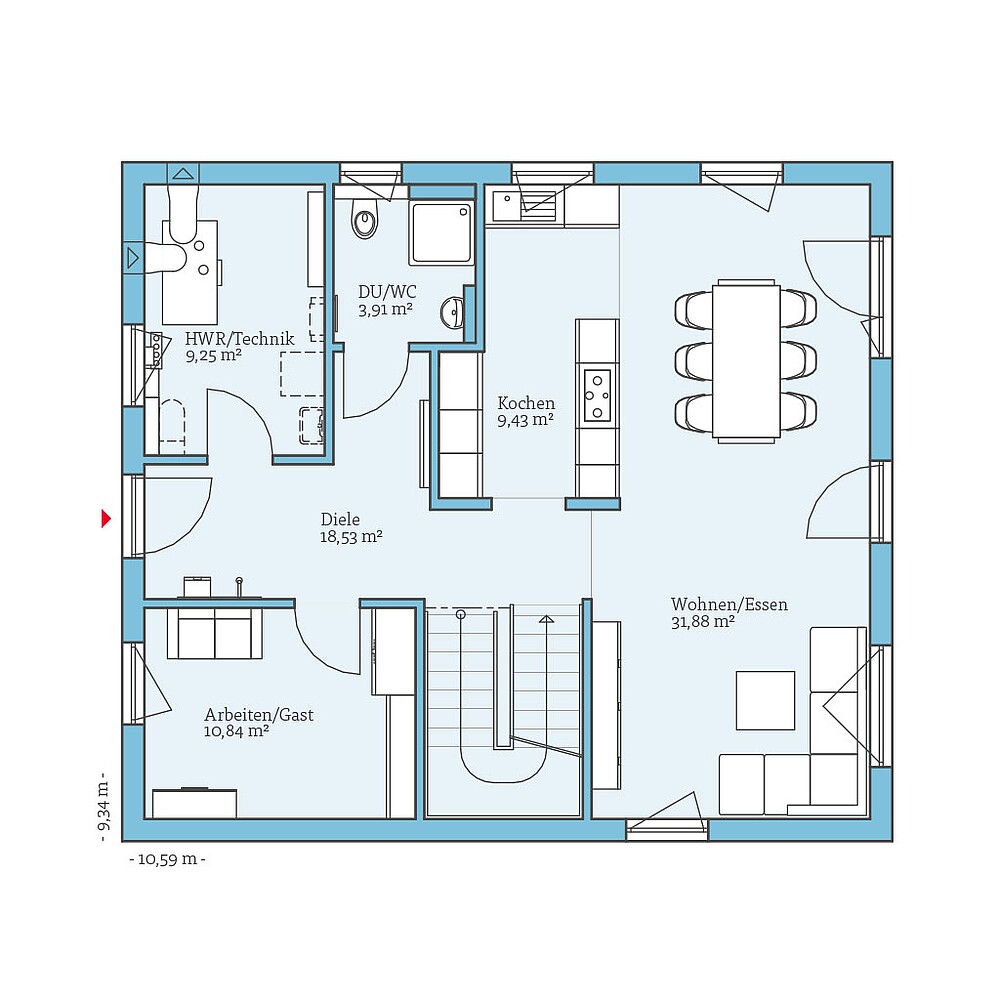 QNG⁺-Line: Variant 35-165: Grundriss EG - Hanse Hause