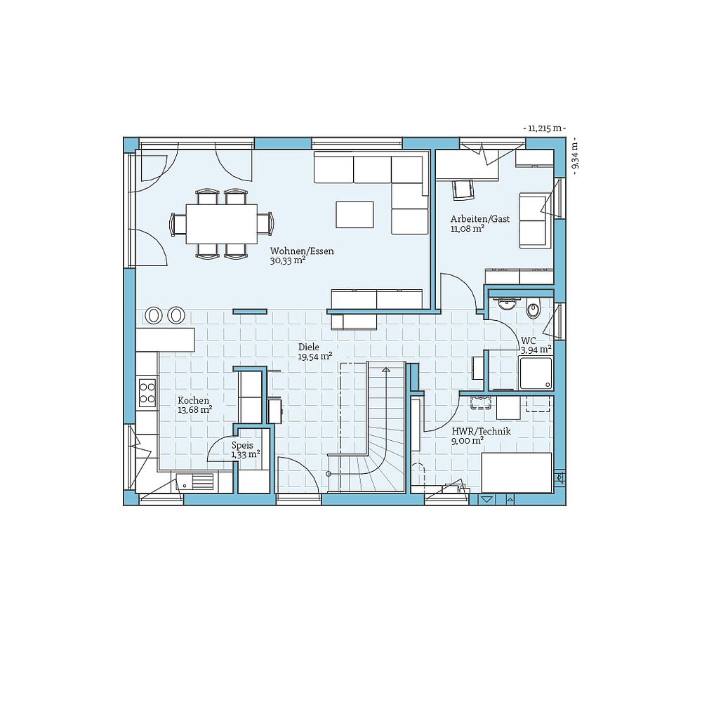 Fertighaus Variant 35-173: Grundriss EG