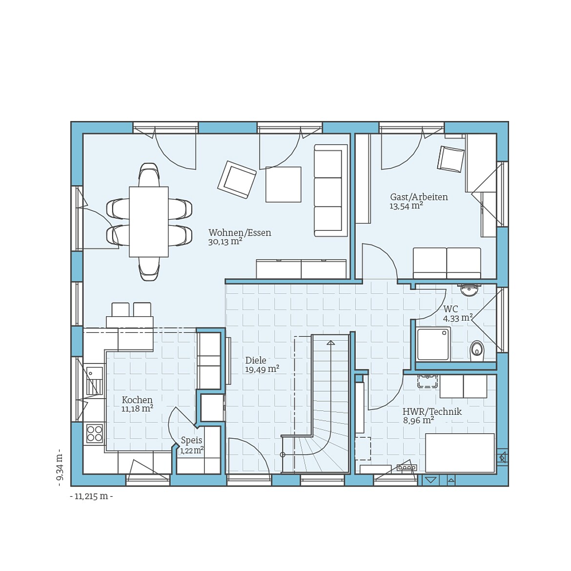 Prefabricated house Variant 35-174: Ground floor plan