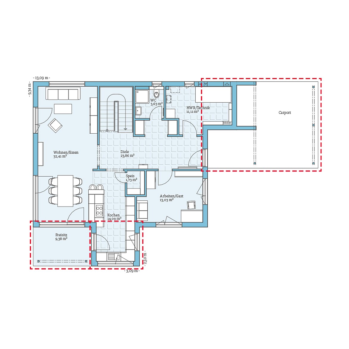 Prefabricated house Villa 177: Ground floor plan option