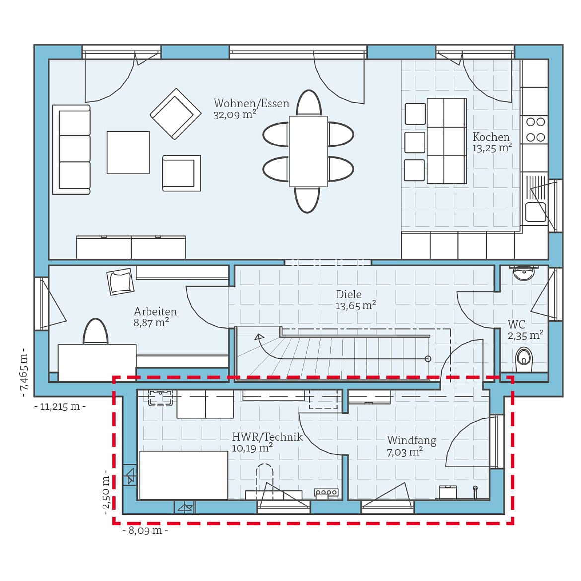 Prefabricated house Vita 138: Ground floor plan option