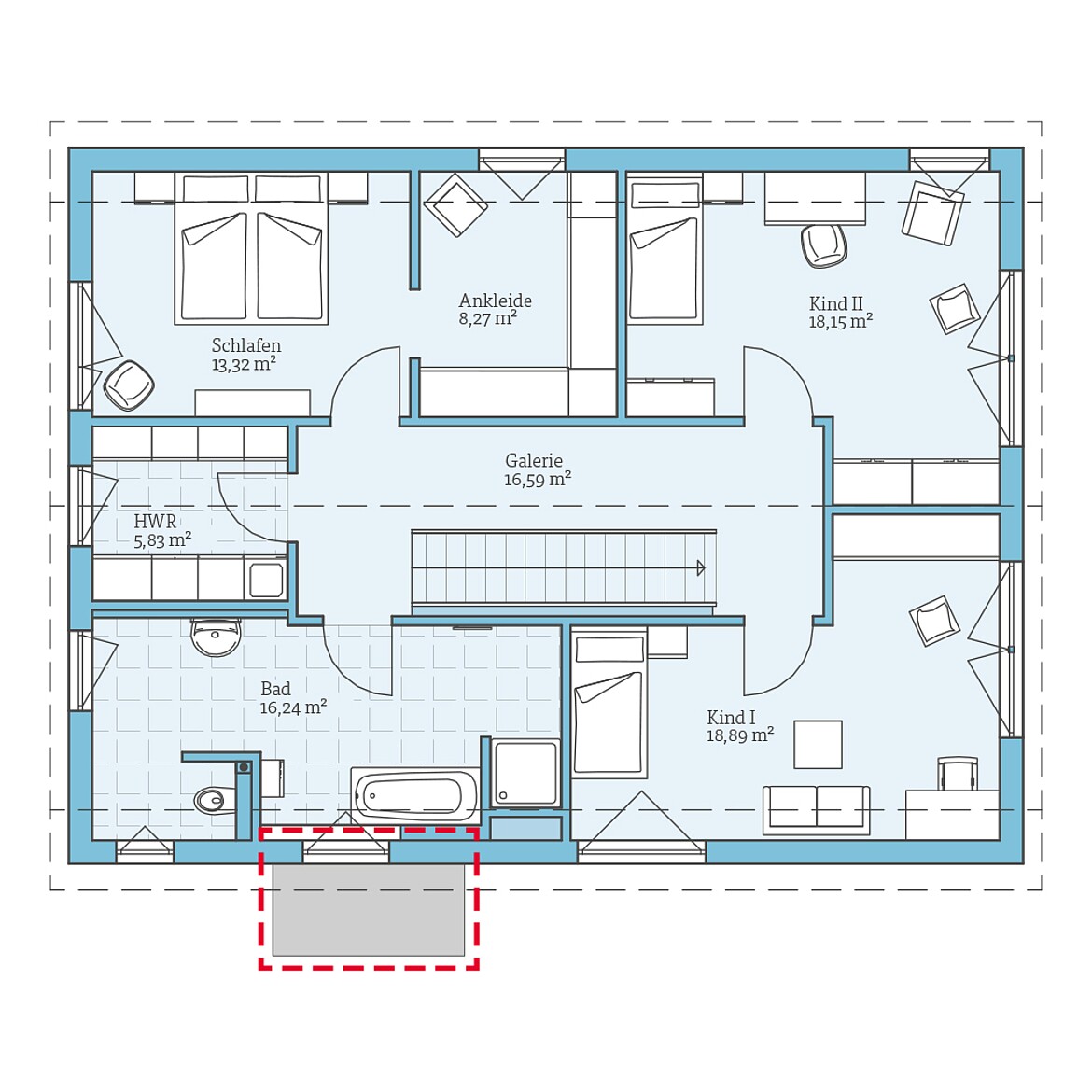 Prefabricated house Variant 25-198: Top floor plan option