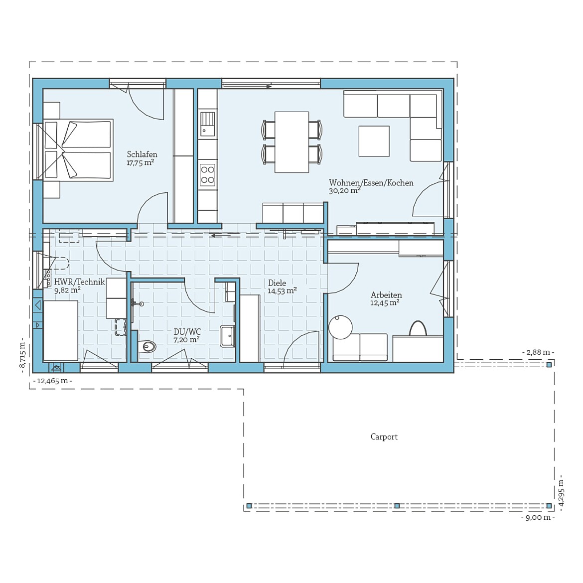 Prefabricated house Bungalow 92: Ground floor plan