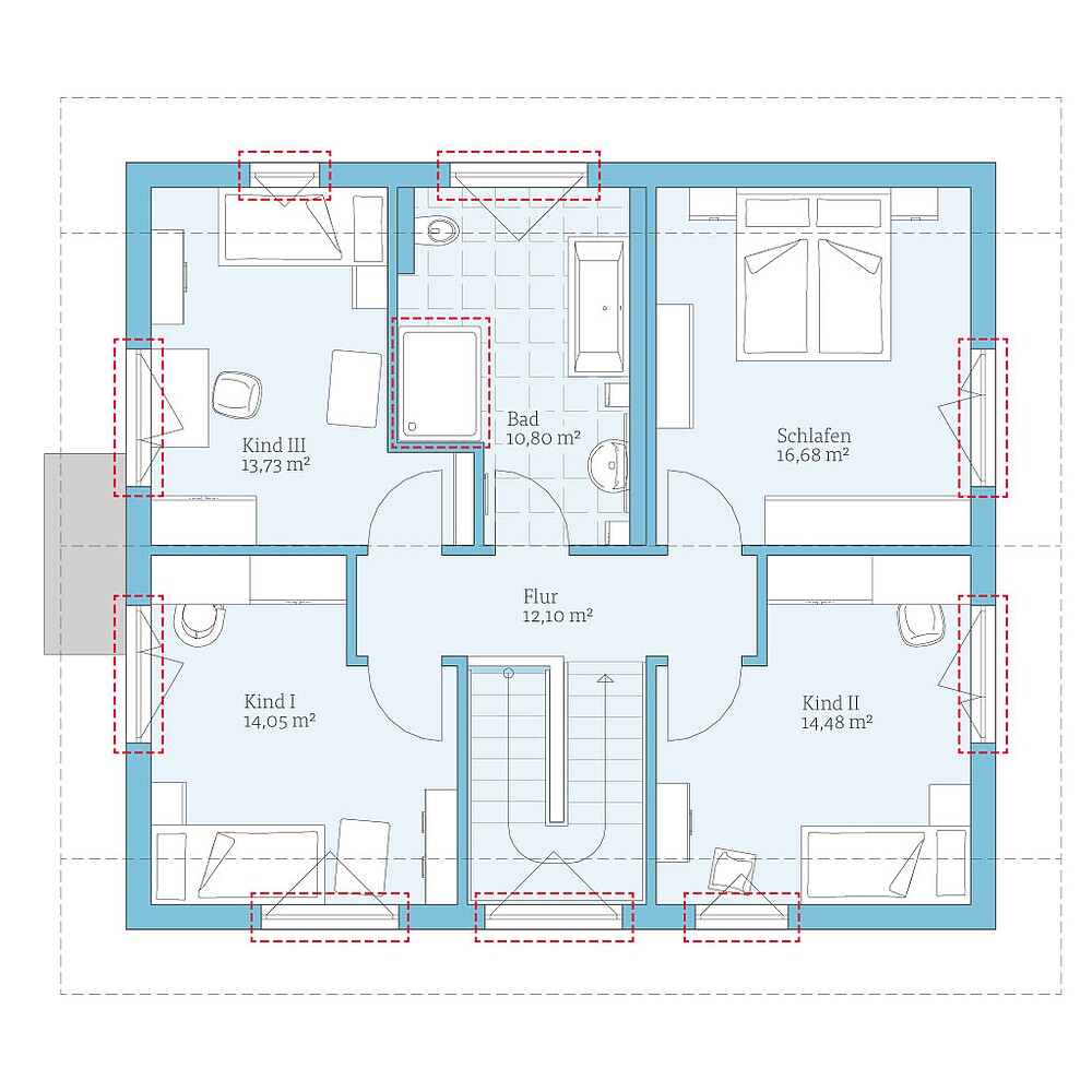 QNG⁺-Line: Fertighaus Variant 25-165: Grundrissoption DG