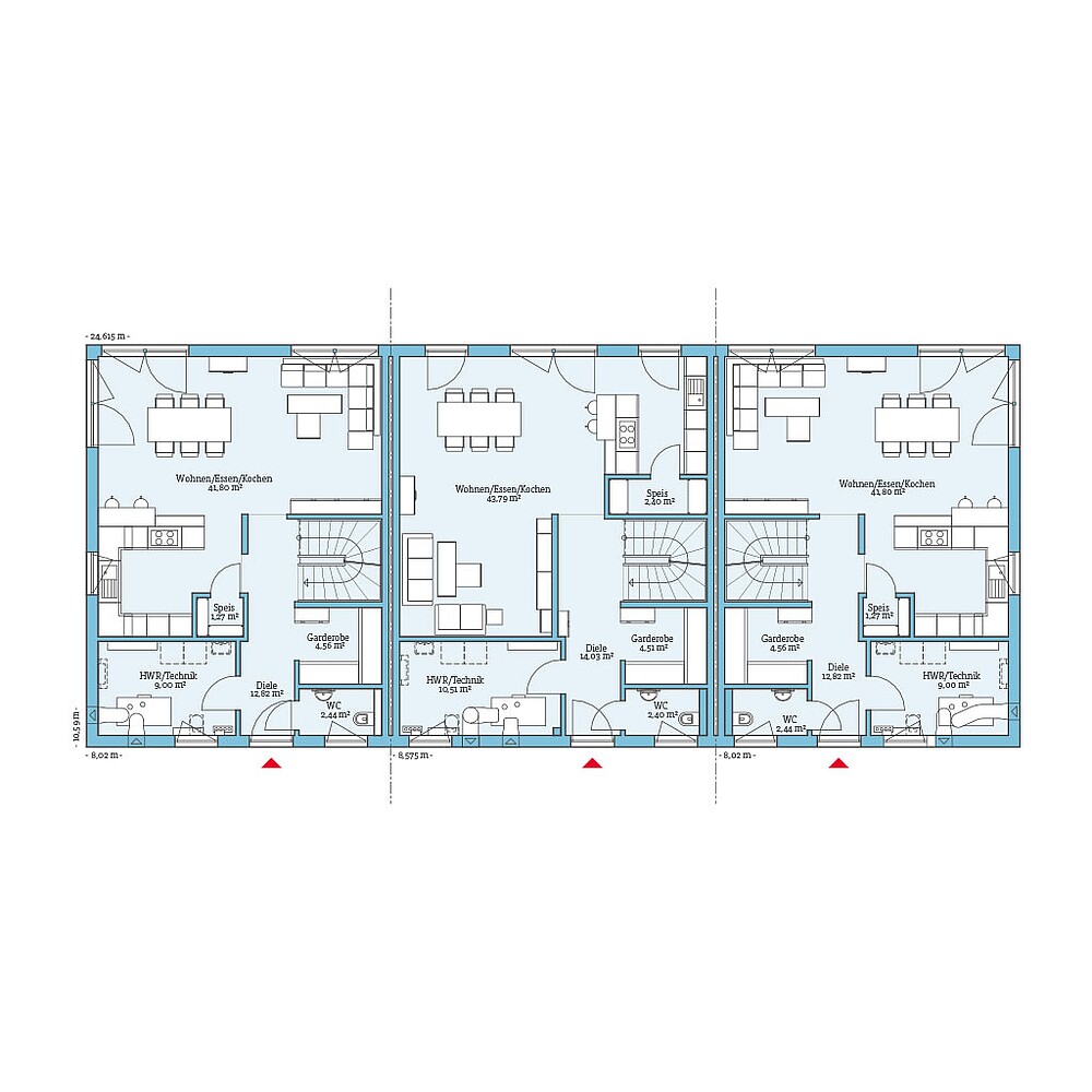 QNG⁺-Line: Reihenhaus 35-142: Grundriss EG - Hanse Haus