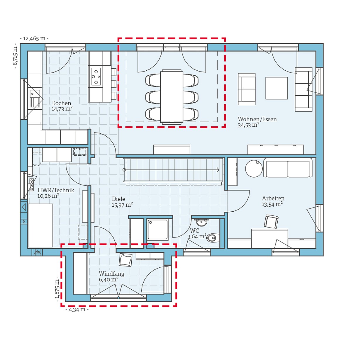 Prefabricated house Villa 183: Ground floor plan option