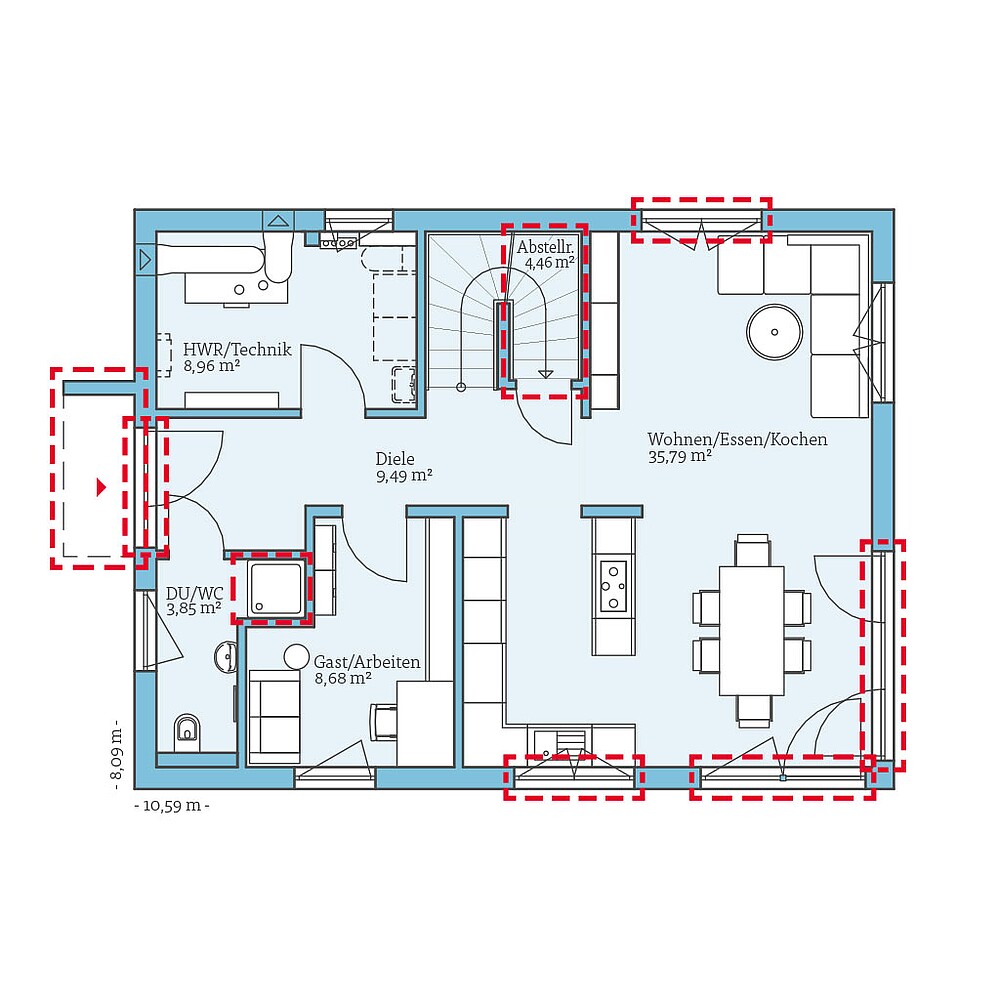 QNG⁺-Line Variant 30-141: Grundrissoption 1 EG - Hanse Haus
