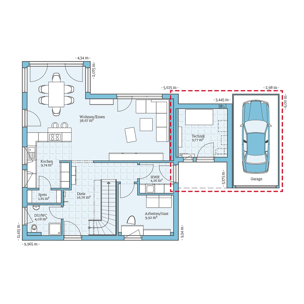 Prefabricated house Variant 35-160: Ground floor plan option