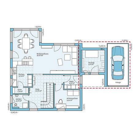 Fertighaus Variant 35-160: Grundrissoption EG