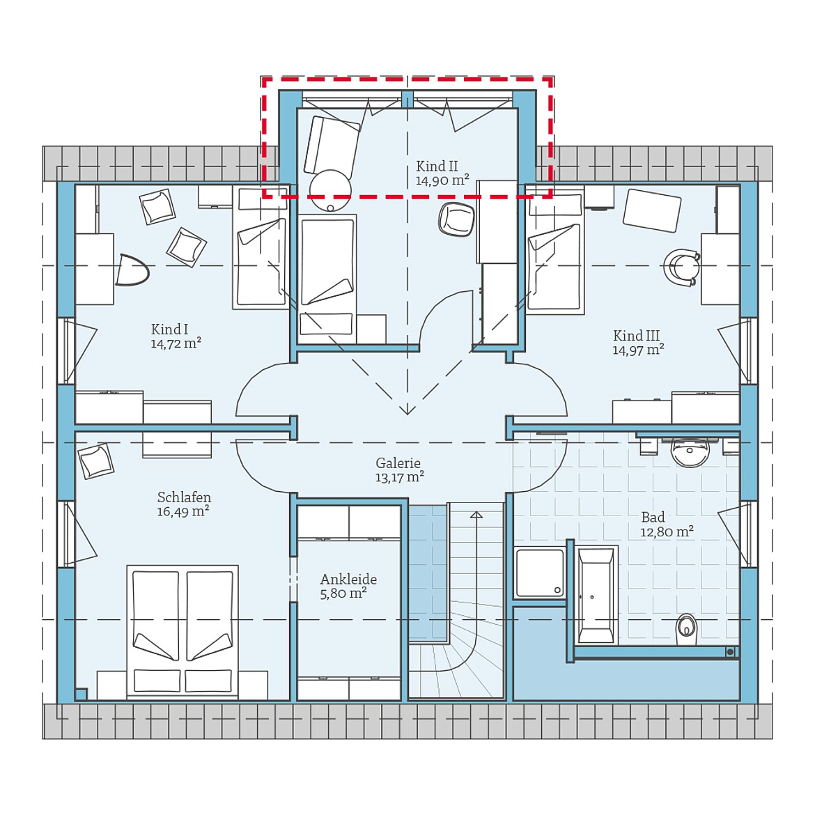 Prefabricated house Variant 35-184: Top floor plan option