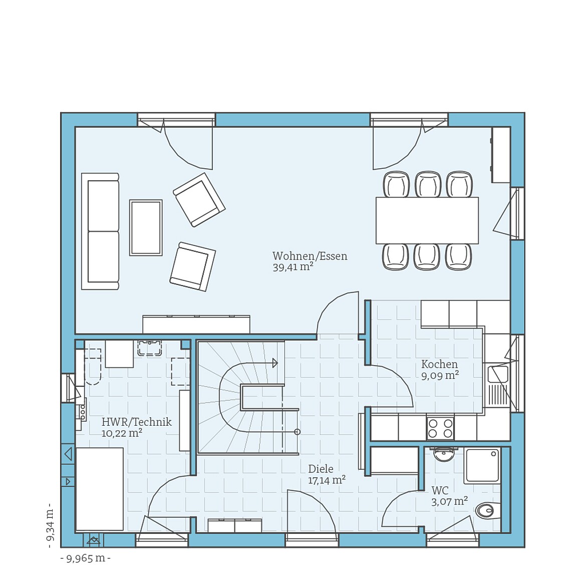 Prefabricated house Villa 156: Ground floor plan