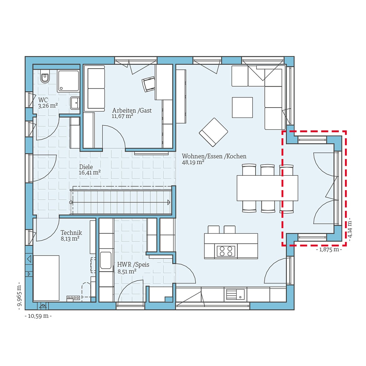 Prefabricated house Variant 35-176: Ground floor plan option