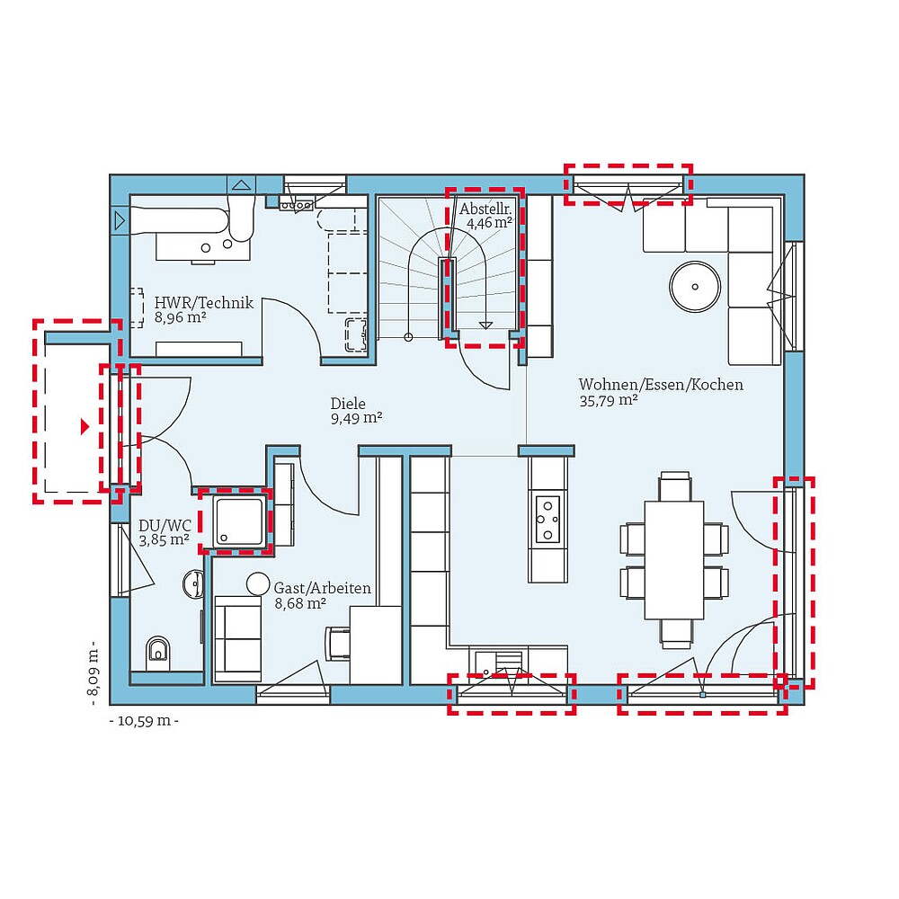 QNG⁺-Line: Variant 38-139: Grundrissoption 1 EG - Hanse Haus