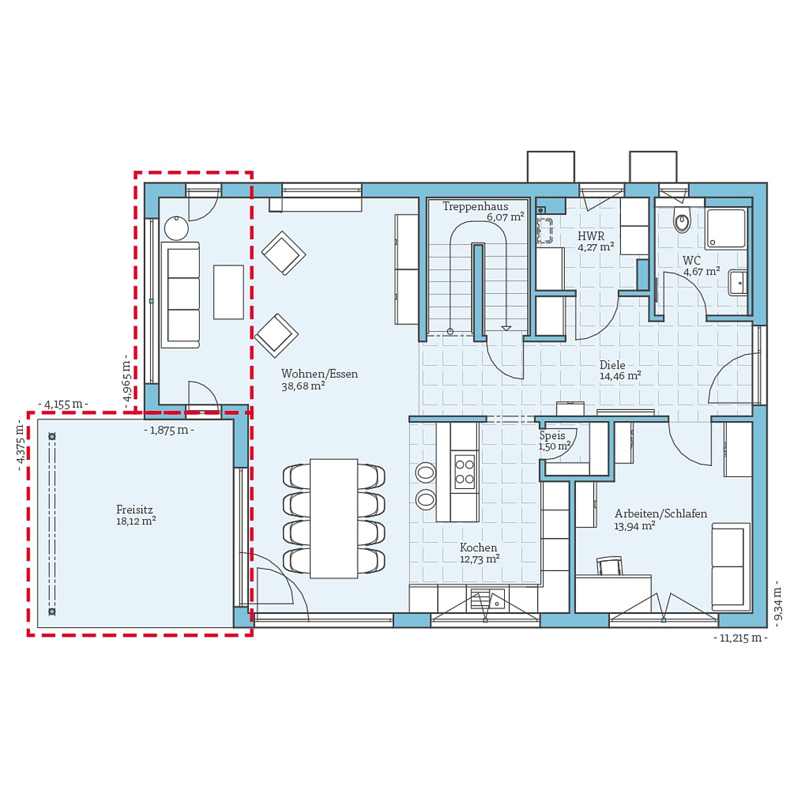 Prefabricated house Villa 178: Ground floor plan option