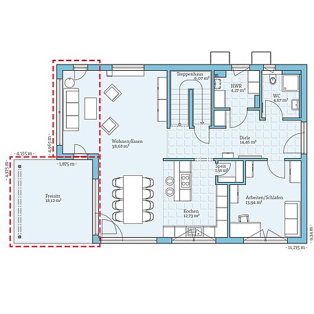 Fertighaus Villa 178: Grundrissoption EG