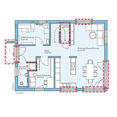 QNG⁺-Line: Villa 142: Grundrissoption 1 EG - Hanse Haus