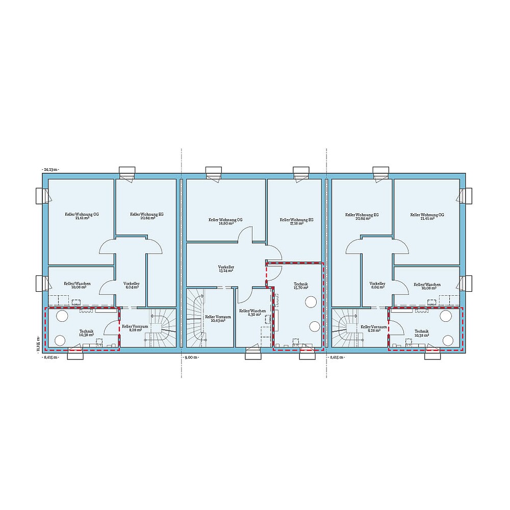 QNG⁺-Line: Reihenhaus 159-168: Grundrissoption 1 KG - Hanse Haus