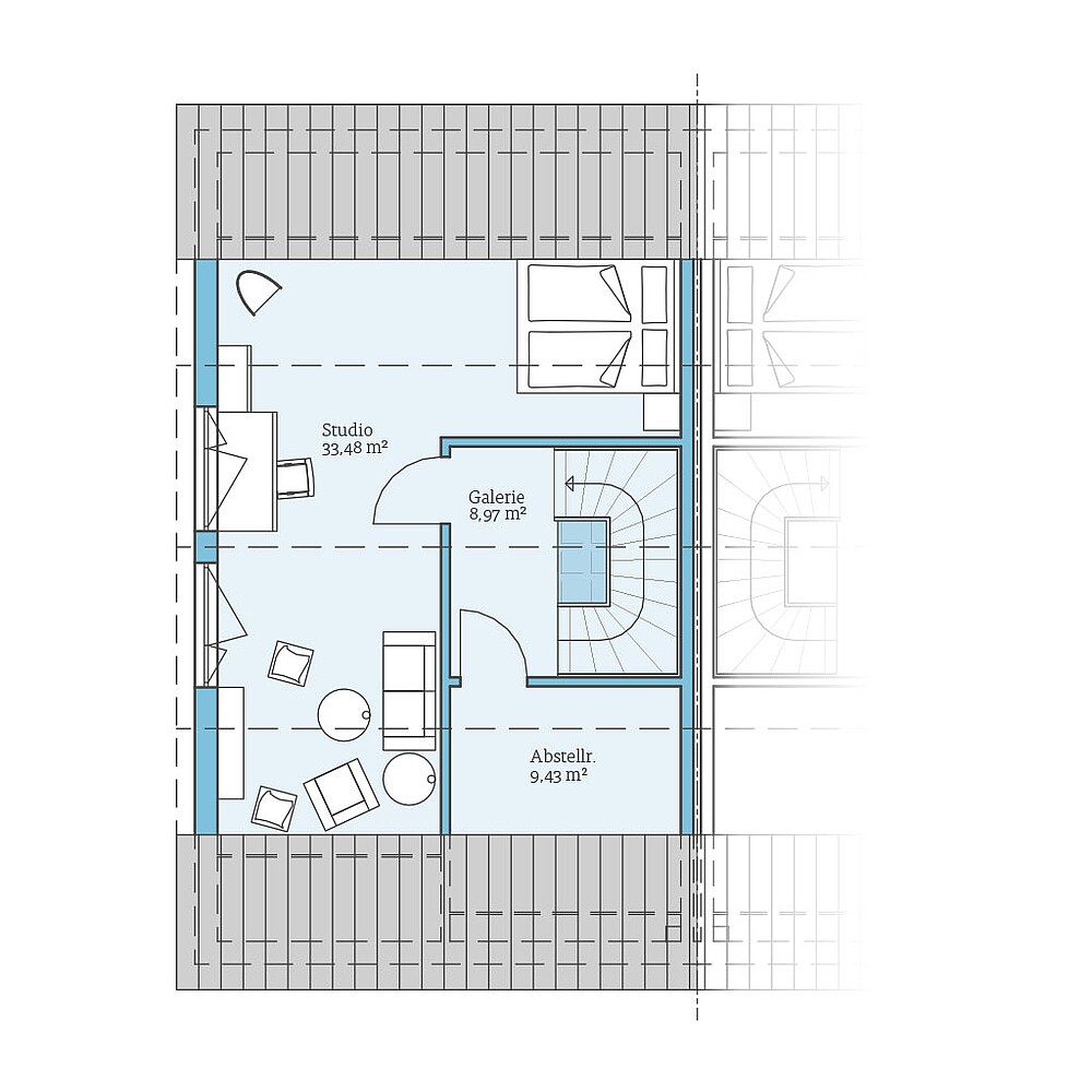 QNG⁺-Line Doppelhaus 179: Grundriss DG - Hanse Haus