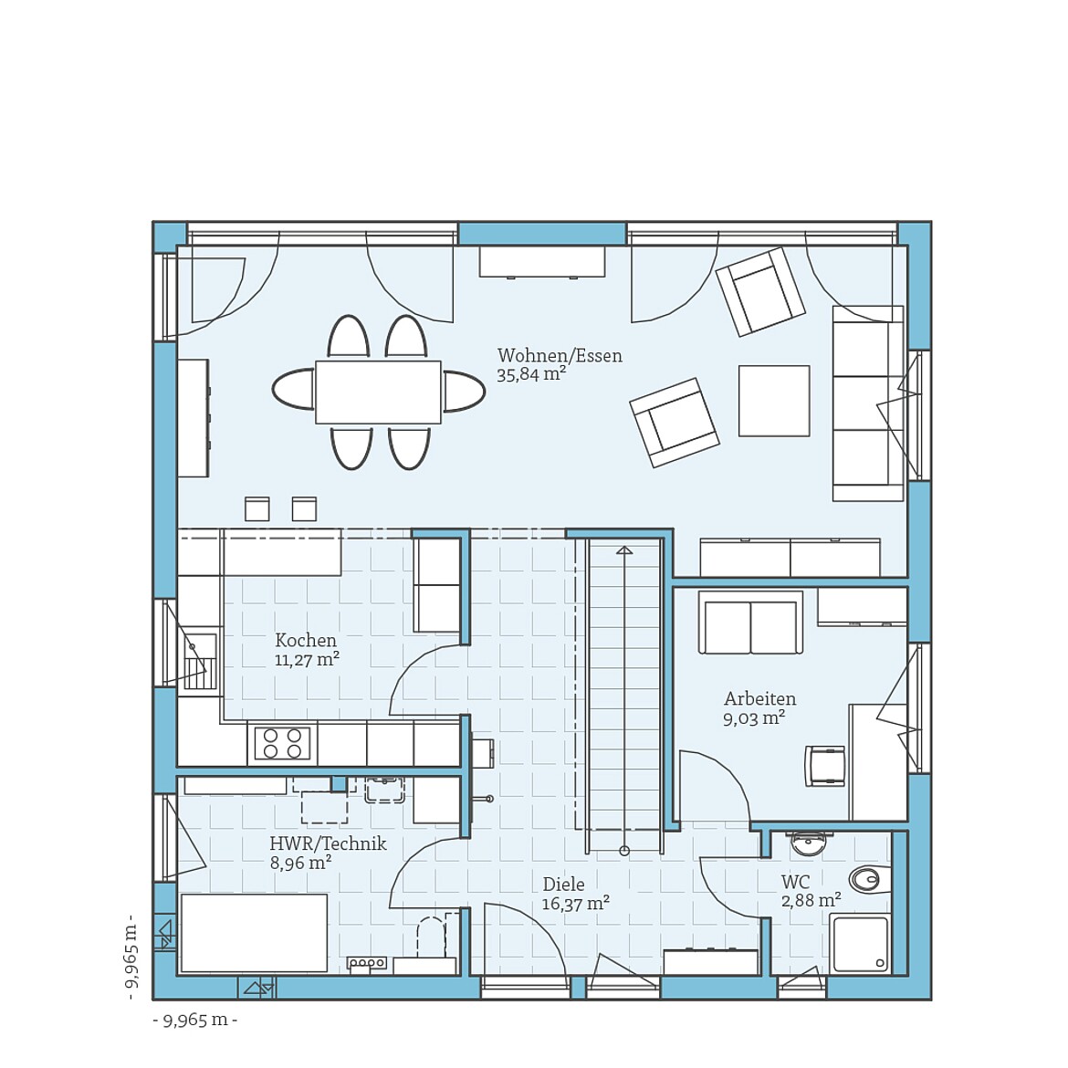 Prefabricated house Cubus 167: Ground floor plan