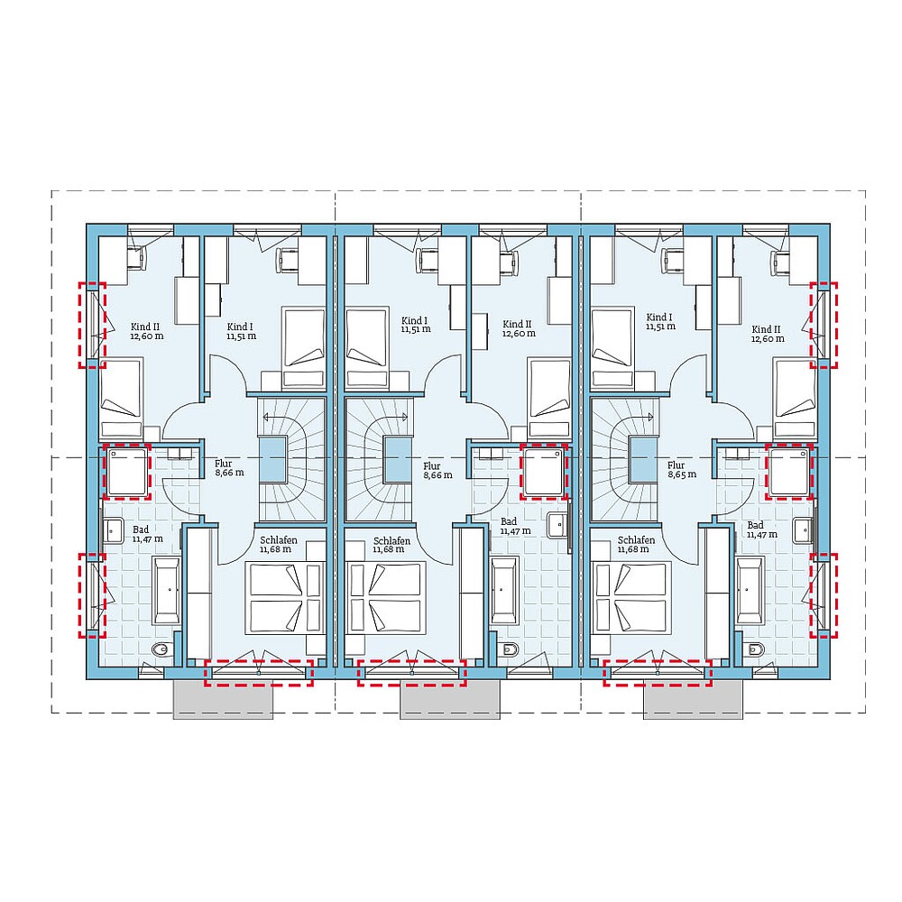 QNG⁺-Line Reihenhaus 113: Grundrissoption OG - Hanse Hause