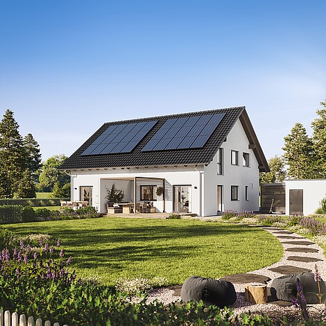 QNG⁺-Line: Fertighaus Doppelhaus 38-124