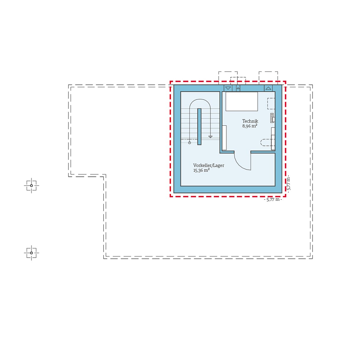 Prefabricated house Villa 178: Basement floor plan option