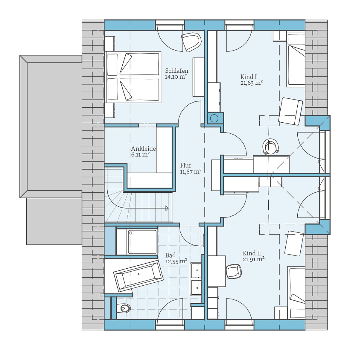 Prefabricated house Variant 192: Top floor plan
