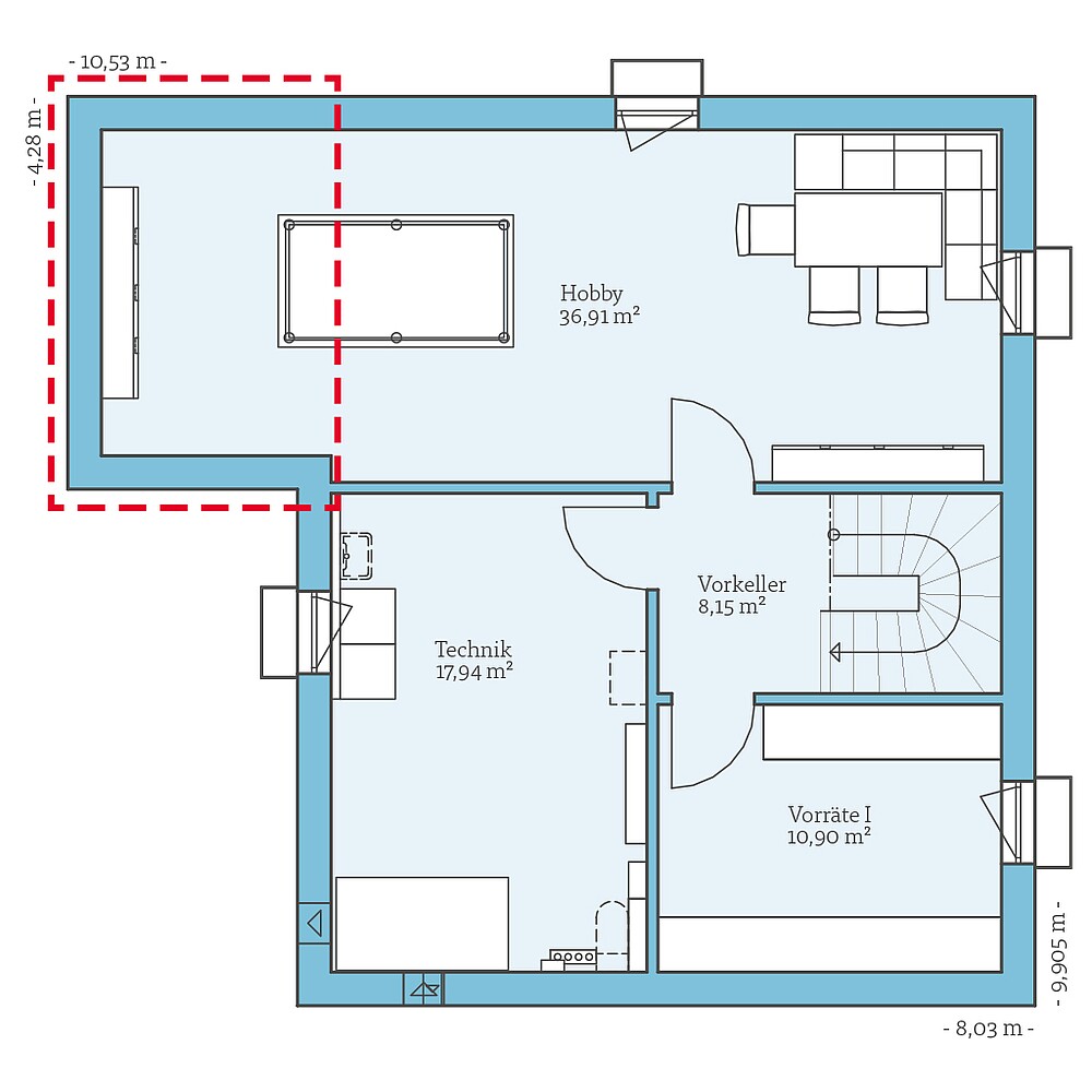 Fertighaus Villa 133: Grundrissoption KG