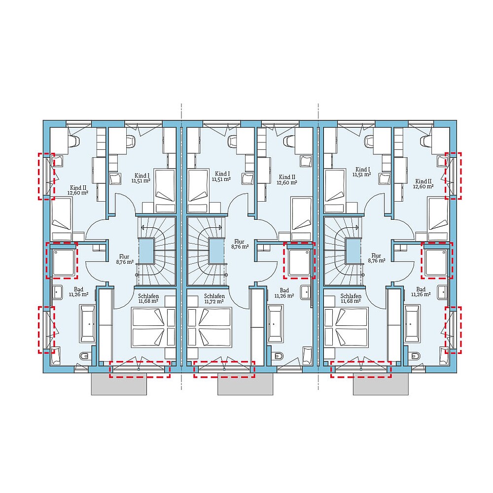 QNG⁺-Line: Reihenhaus 161: Grundrissoption 1 OG - Hanse Haus