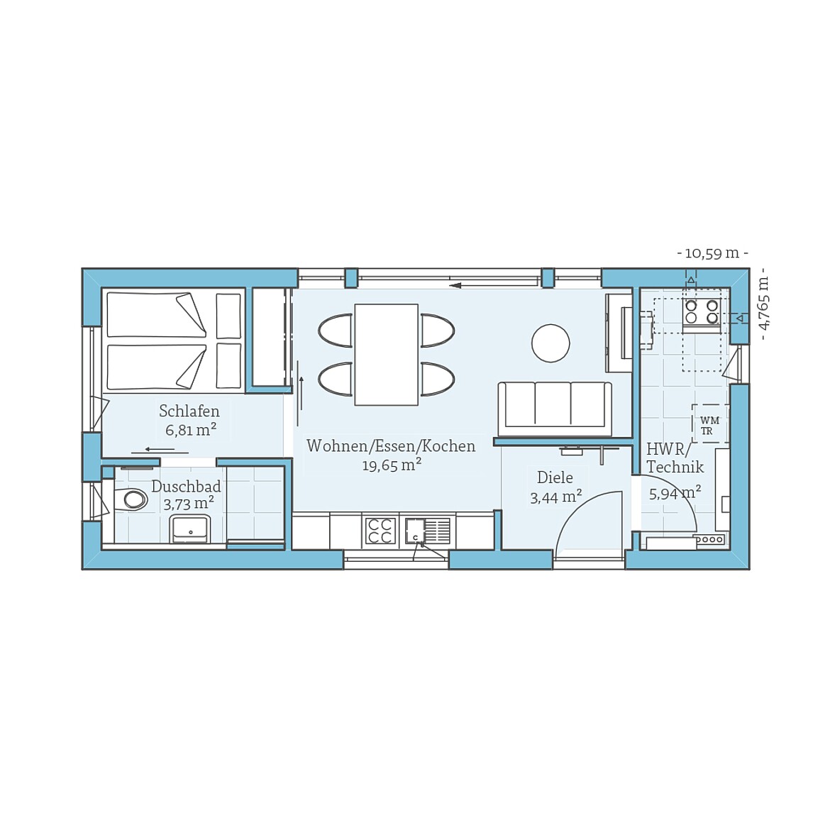 Prefabricated house Tiny House 39: Ground floor plan