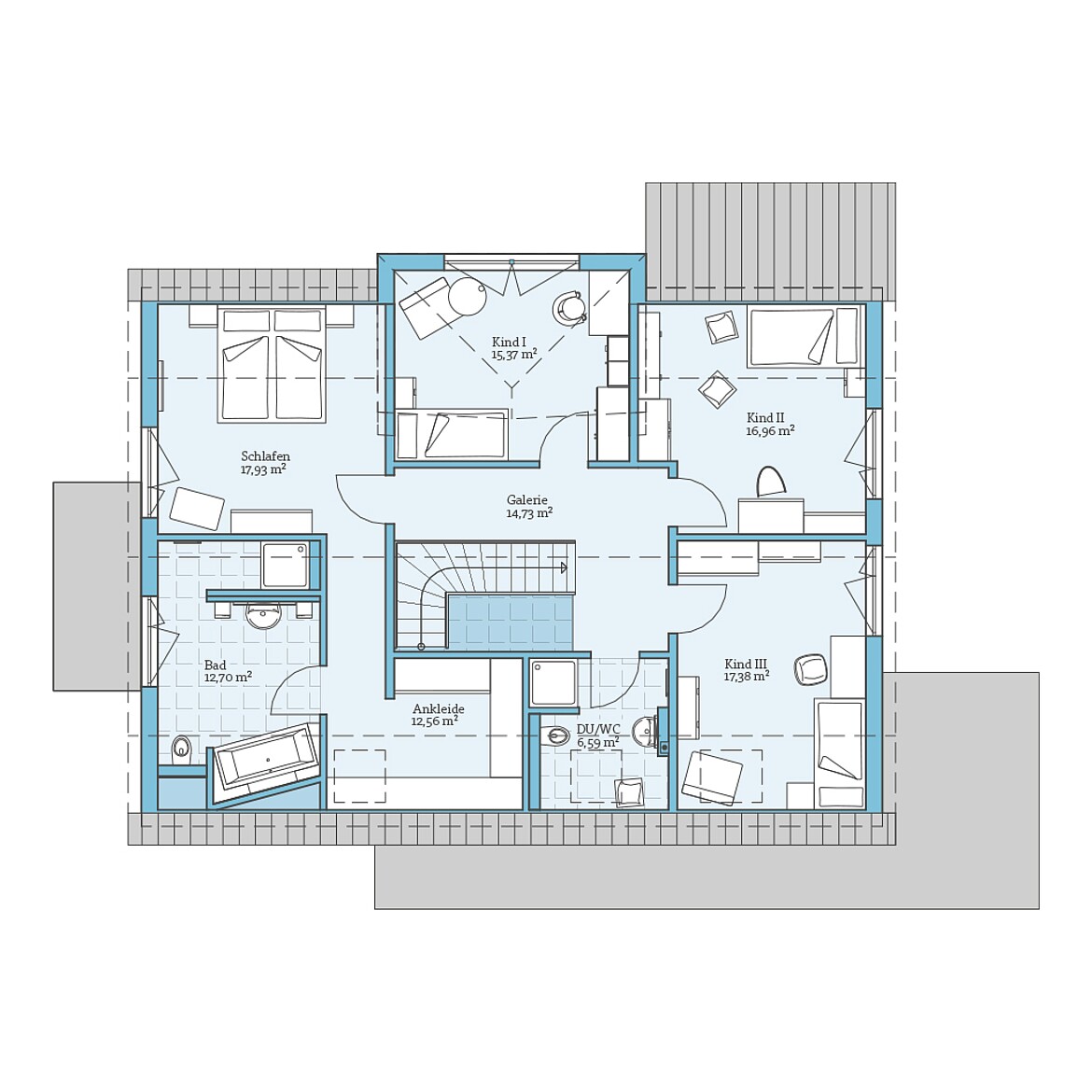 Prefabricated house Variant 35-235: Top floor plan