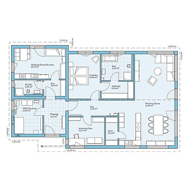 Fertighaus Bungalow 160: Grundriss EG