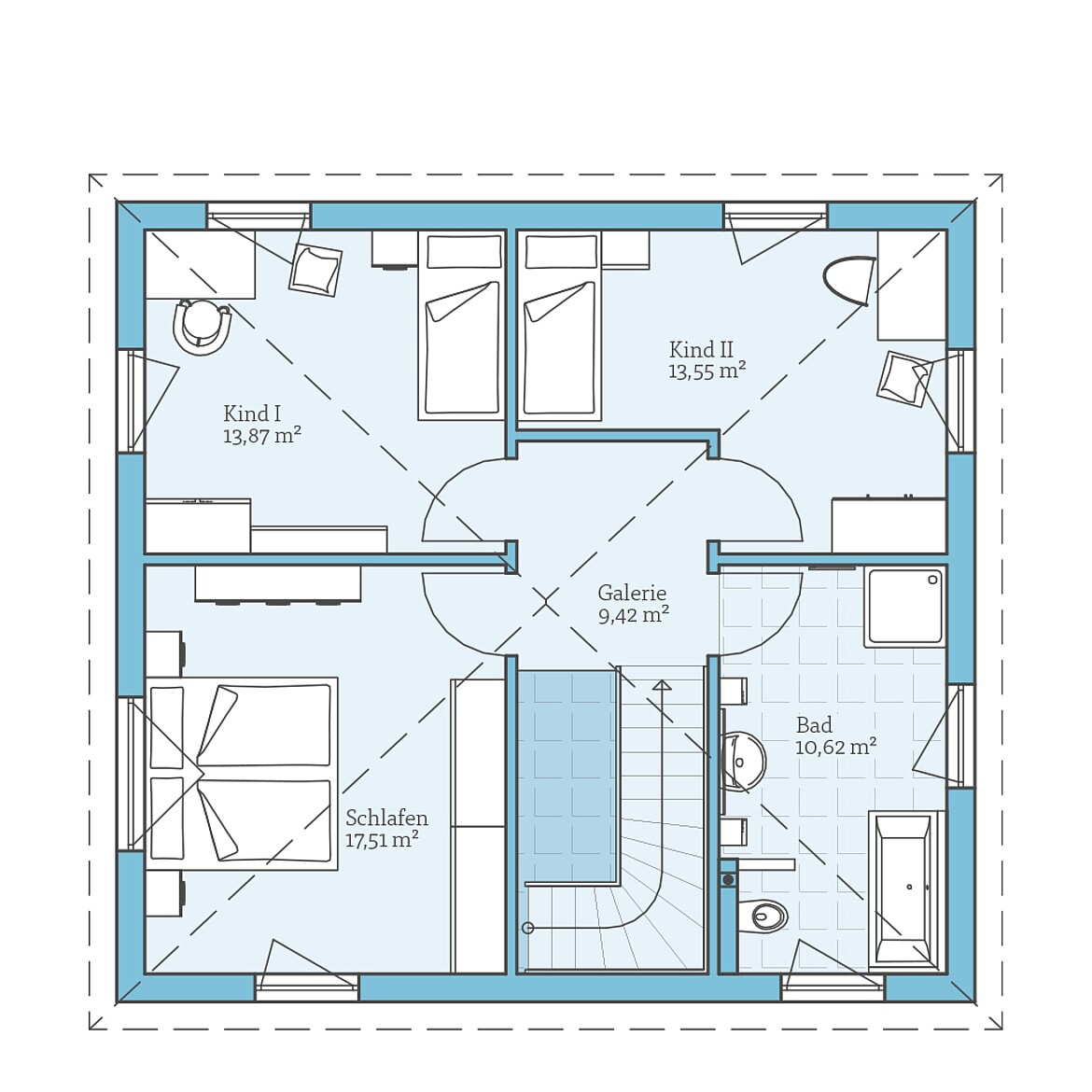 Prefabricated house Villa 134: Floor plan upper floor
