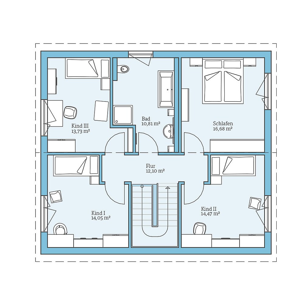 QNG⁺-Line: Villa 165: Grundriss OG - Hanse Haus