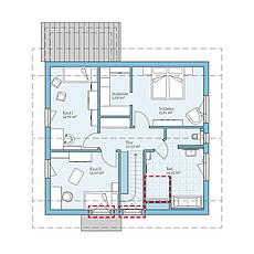 QNG⁺-Line: Fertighaus Variant 25-162: Grundrissoption DG