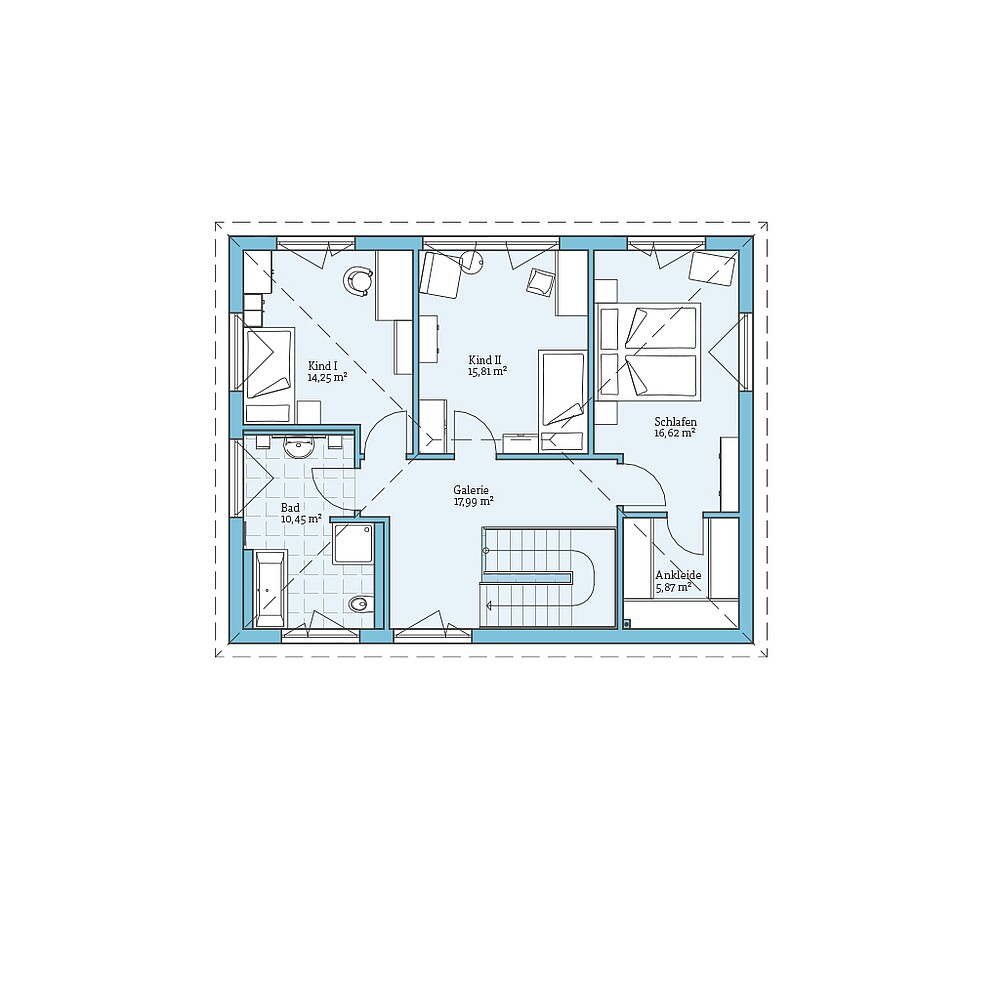 Obergeschoss Fertighaus Villa 165: Grundriss OG