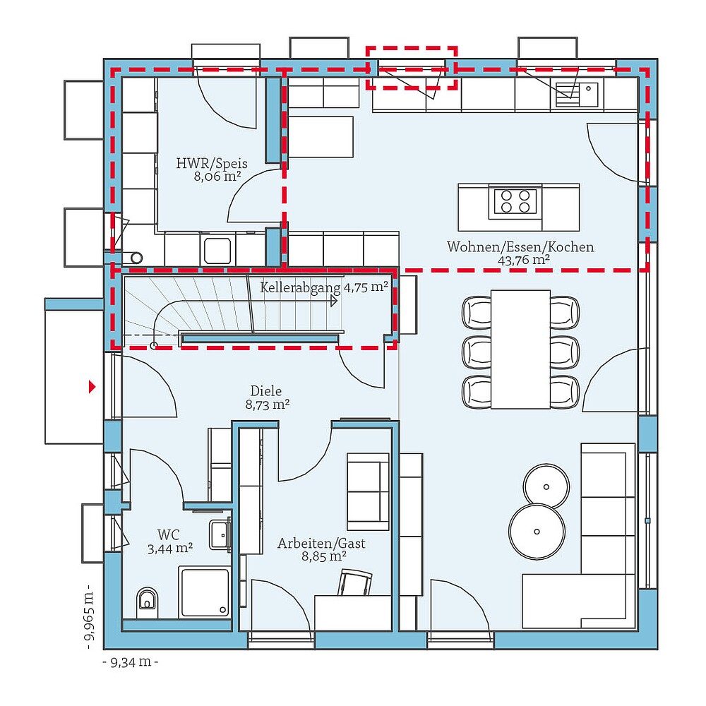QNG⁺-Line: Cubus 155: Grundrissoption 2 EG - Hanse Haus