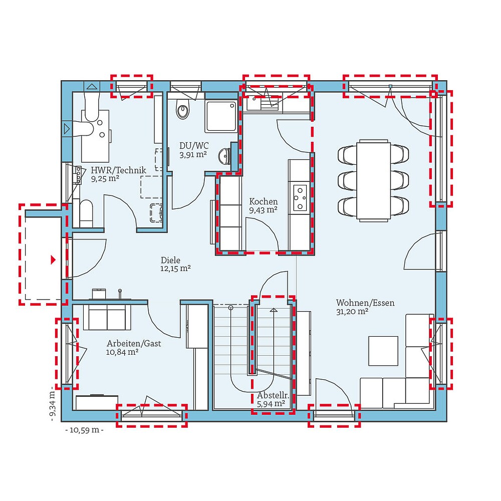 QNG⁺-Line: Variant 35-165: Grundrissoption 1 EG - Hanse Hause