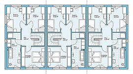 Fertighaus Reihenhaus 118 Variante 1: Grundriss OG