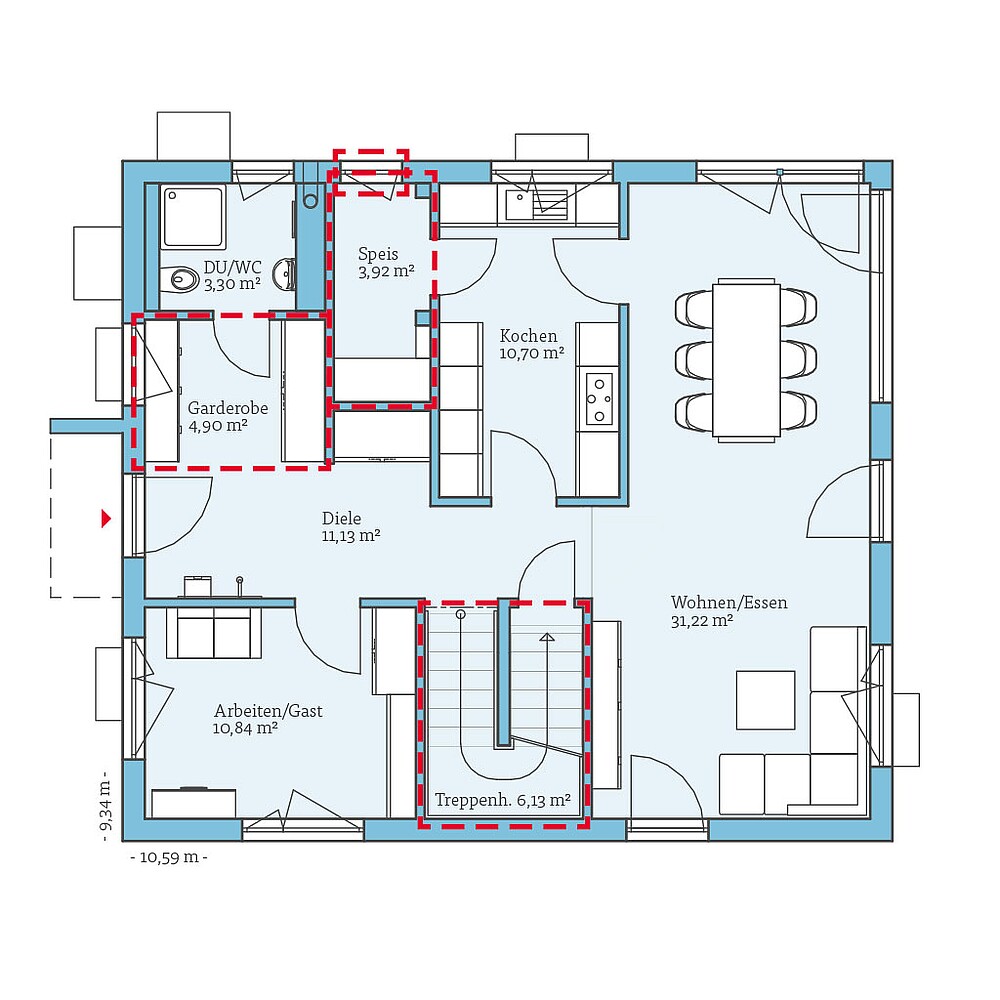 QNG⁺-Line: Variant 35-165: Grundrissoption 2 EG - Hanse Hause