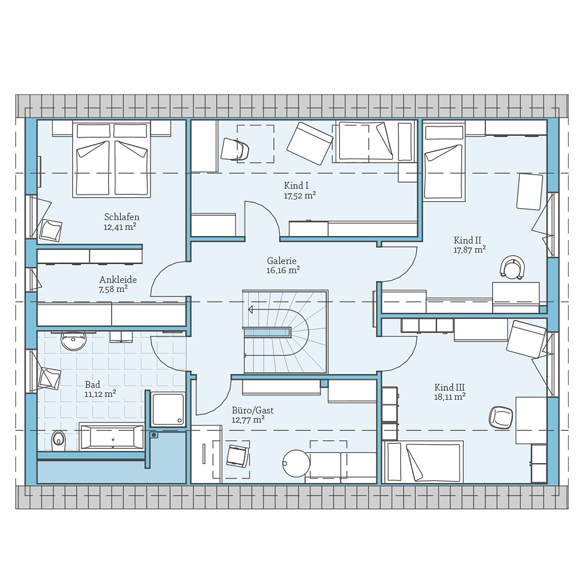 Prefabricated house Duo 229: Top floor plan