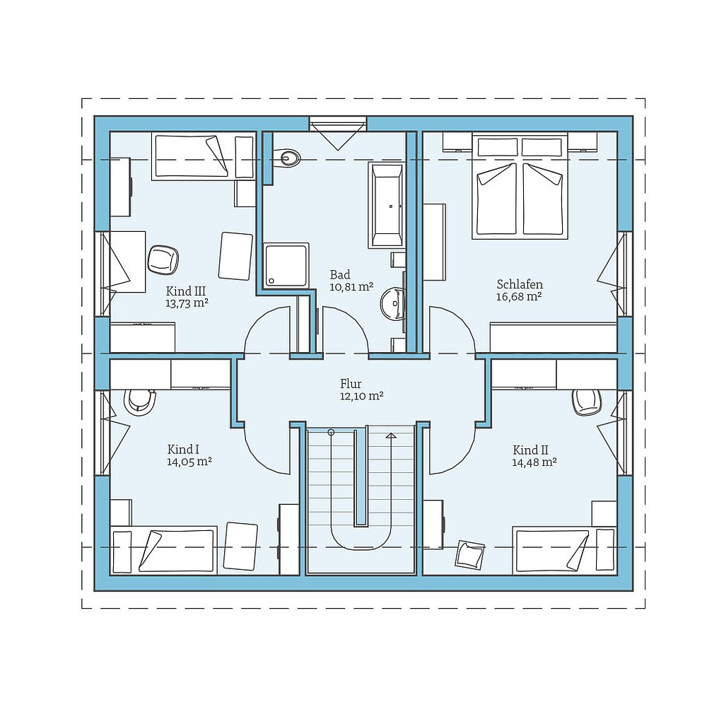 Grundriss (Dachgeschoss) QNG⁺-Line: Variant 25-165: Grundriss DG - Hanse Haus