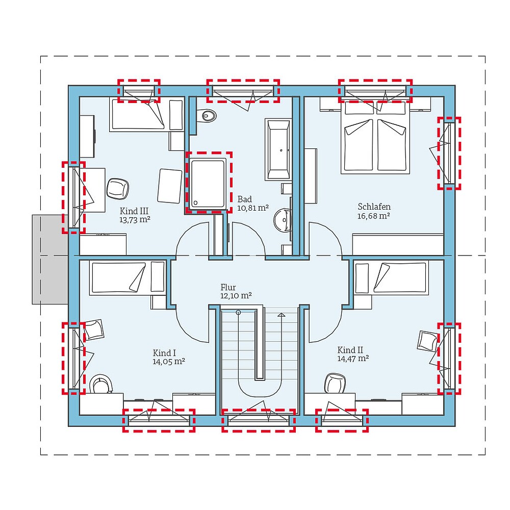 QNG⁺-Line: Villa 165: Grundrissoption 1 OG - Hanse Haus