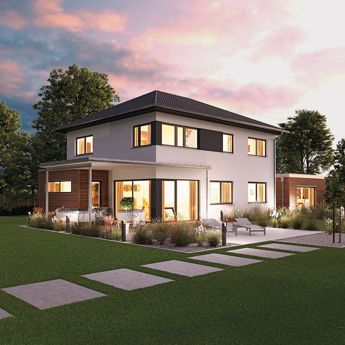 Außenansicht Fertighaus Villa 178 von Hanse Haus