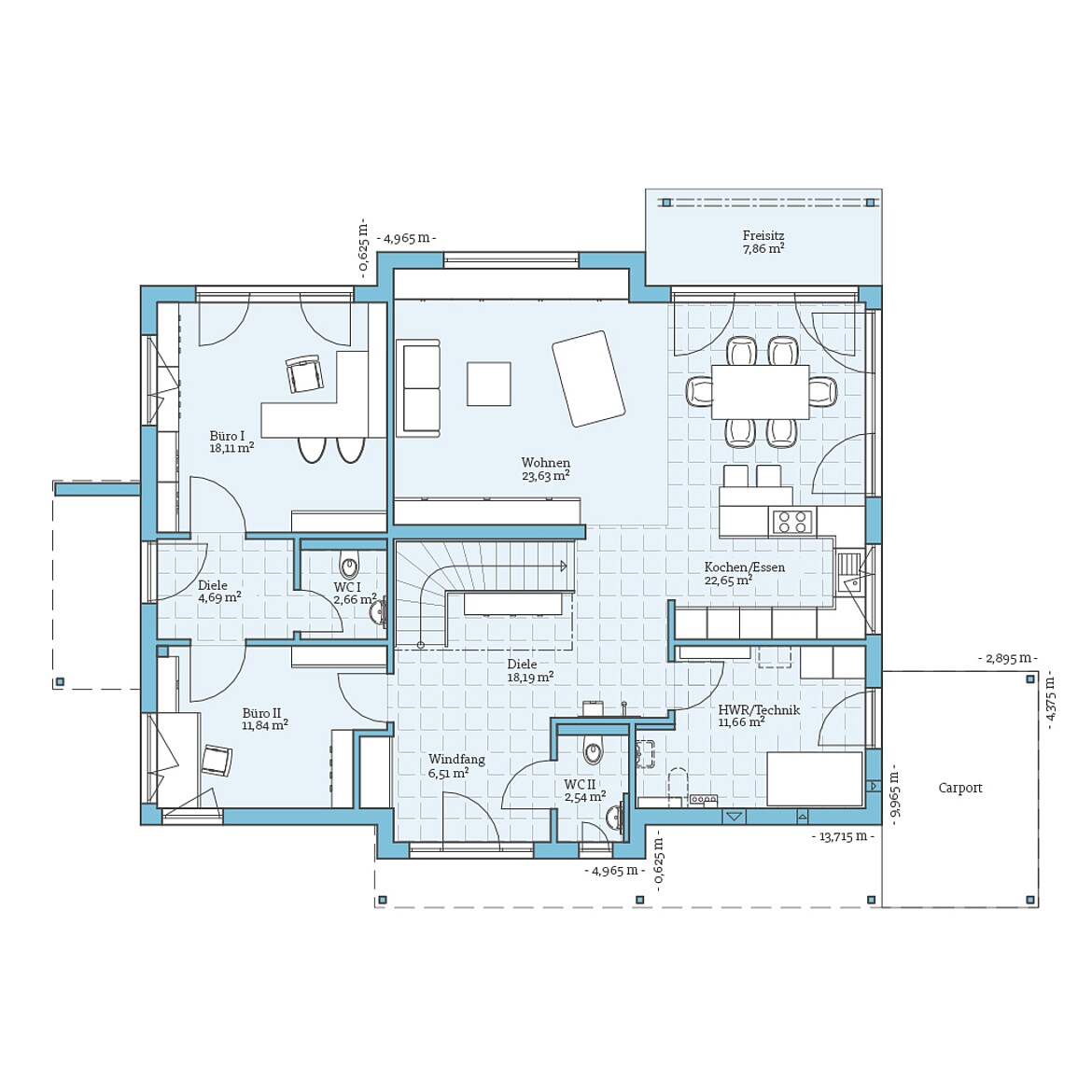 Prefabricated house Variant 35-235: Ground floor plan