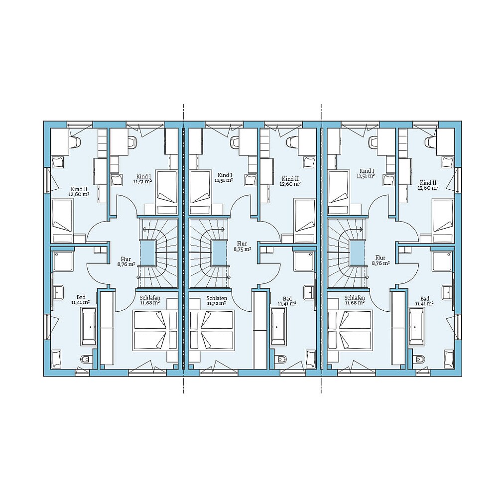 QNG⁺-Line: Reihenhaus 161: Grundriss OG - Hanse Haus