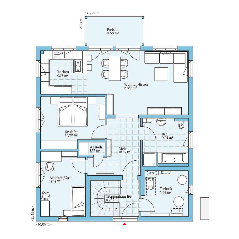 DUO 208: Grundriss EG - Hanse Haus