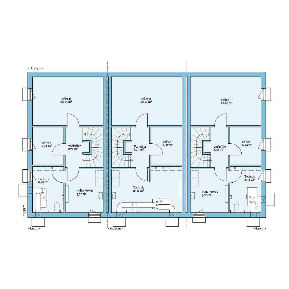 QNG⁺-Line Reihenhaus 113: Grundrissoption KG - Hanse Hause