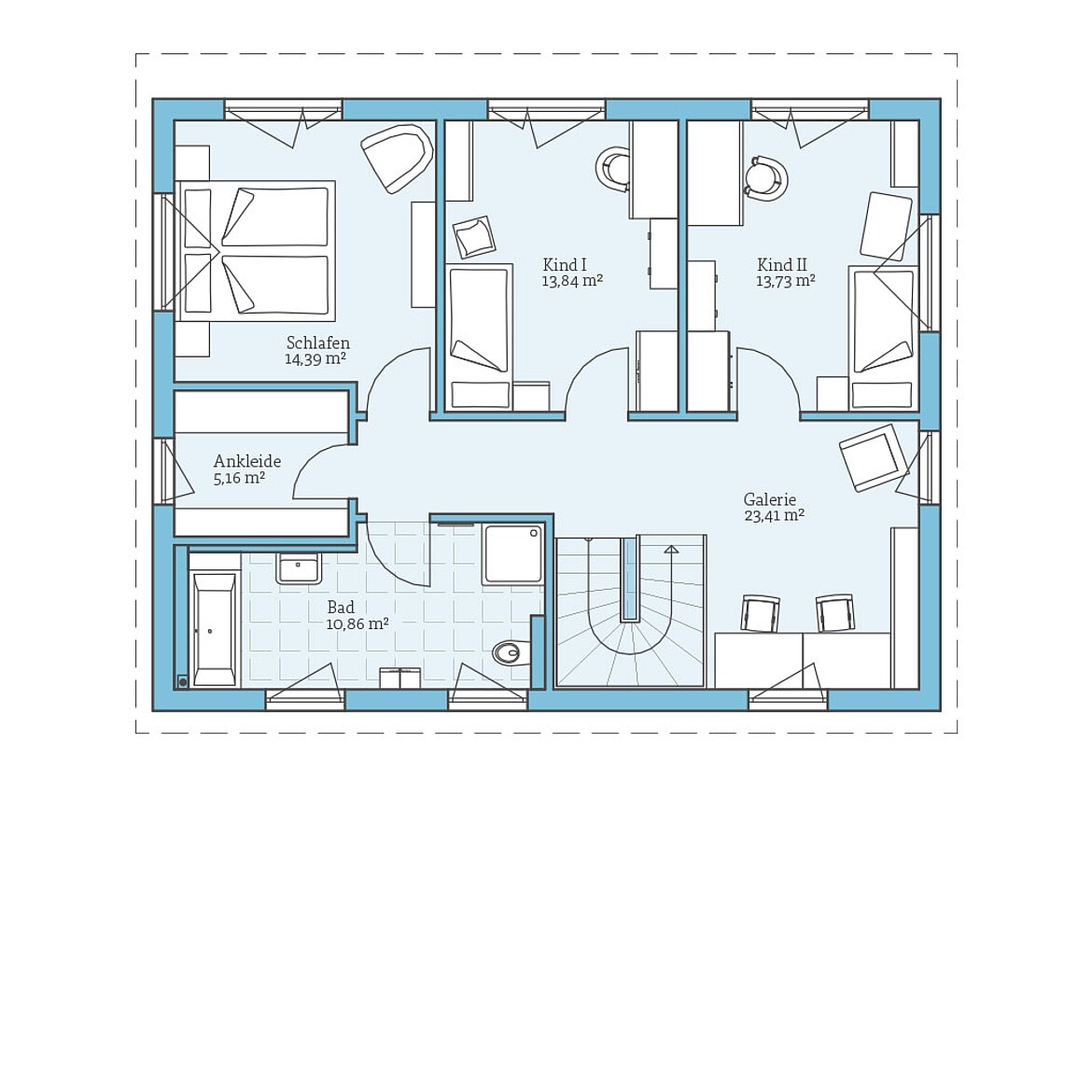 Grundriss: Obergeschoss Vita 165: Grundriss OG